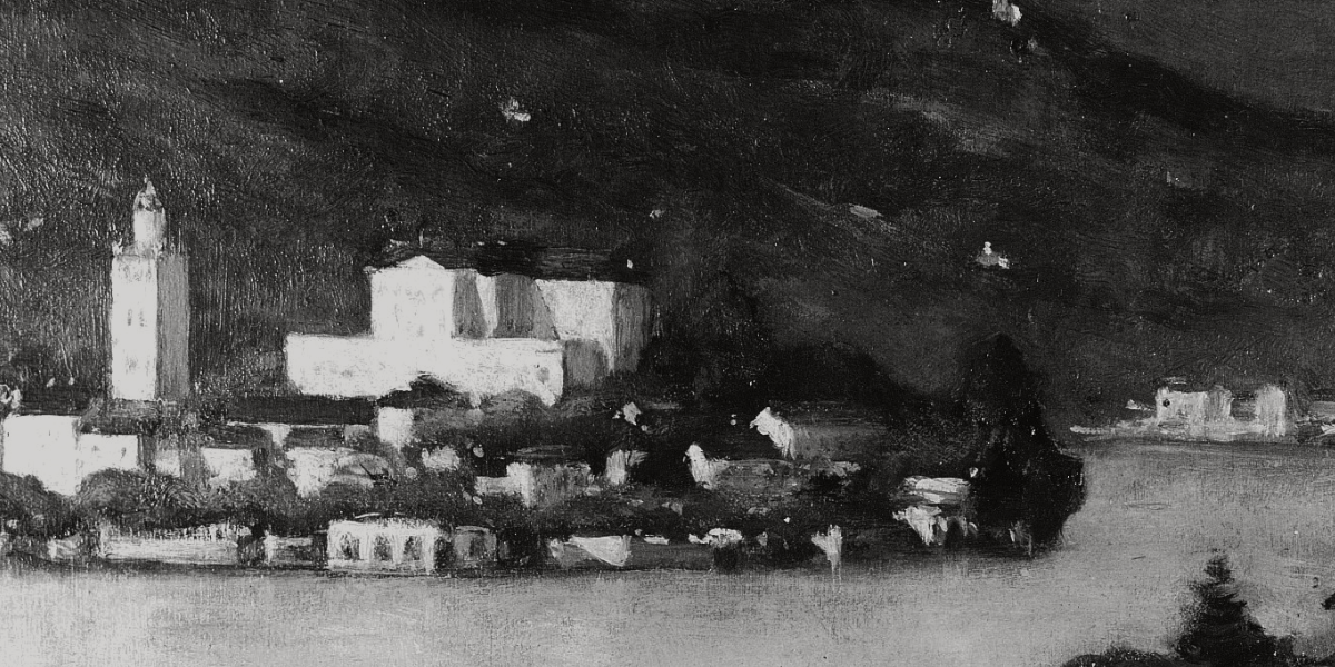 A small rocky island distinguished by the basilica and monastery that dominate it.
